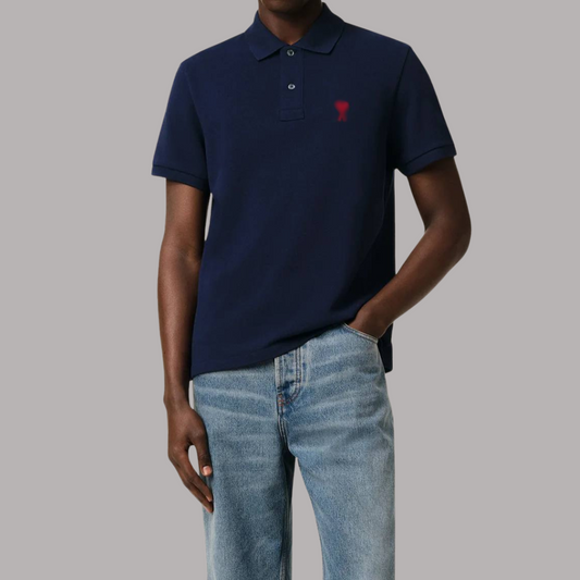 Navy Polo Shirt - AMI PARIS
