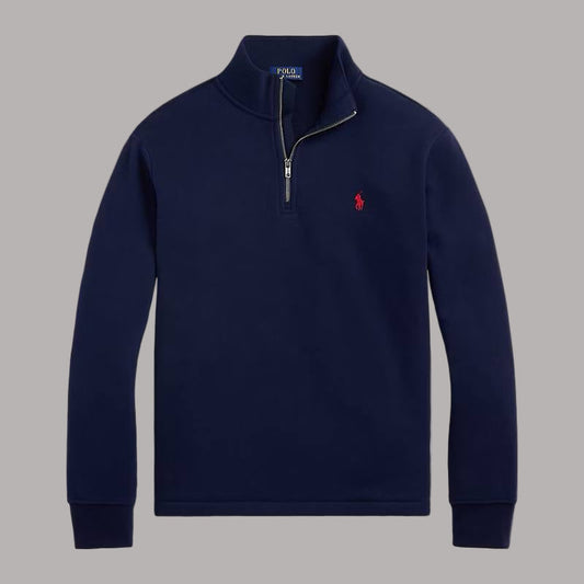 Quarter-Zip Pullover Navy Red Logo