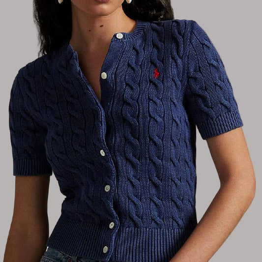 Cable Knit Button Cardigan — Women