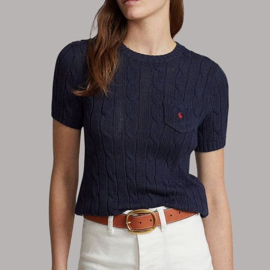 Cable Knit Cotton Shirt — Women