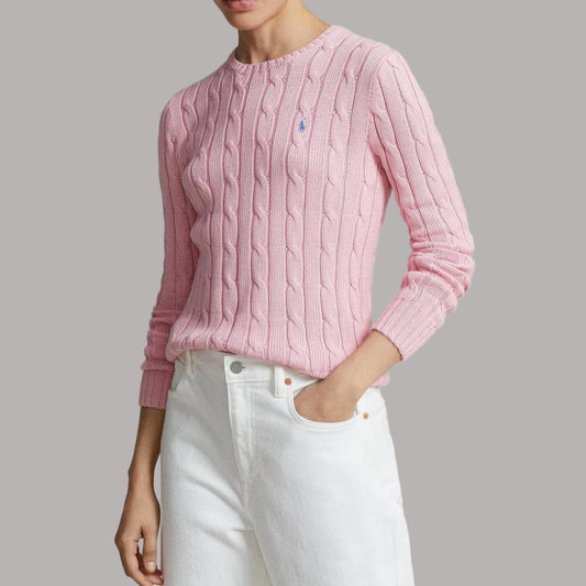 Women Cable knit Sweater Pink