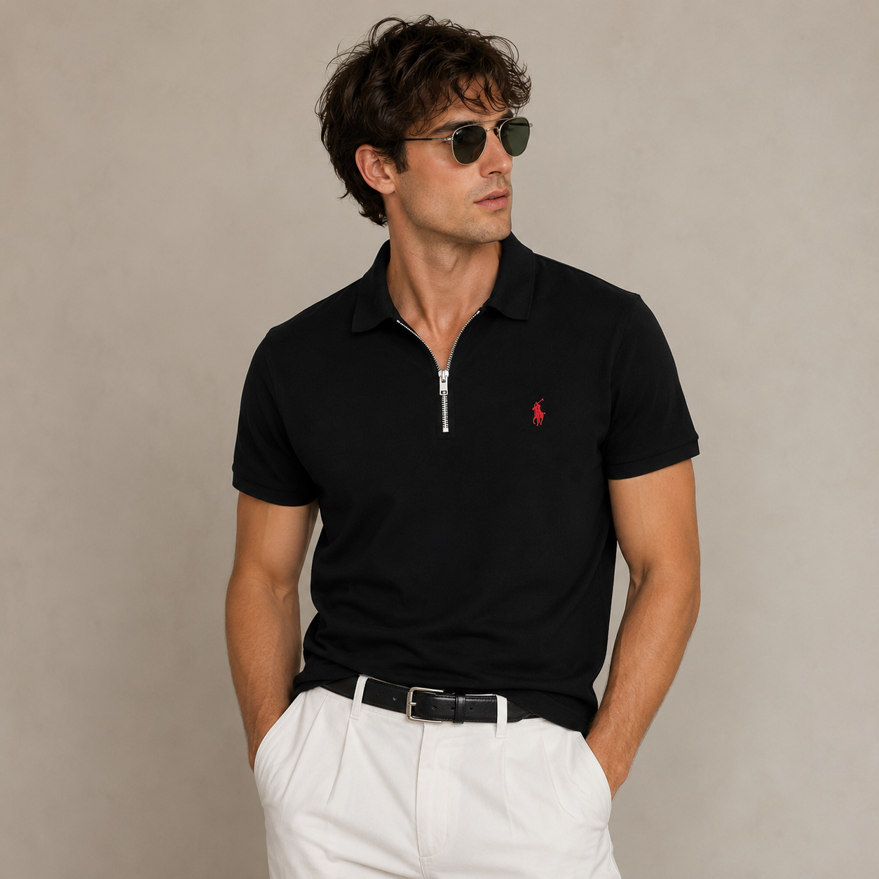 Men's Half Zip Polo shirt - RŁ