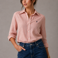 Women Striped Linen Shirt - RŁ