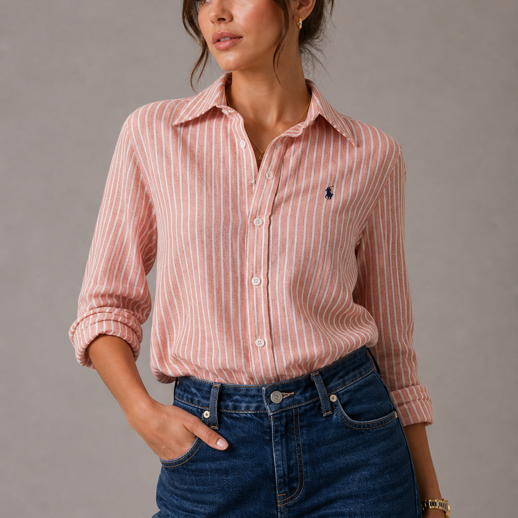 Women Striped Linen Shirt - RŁ