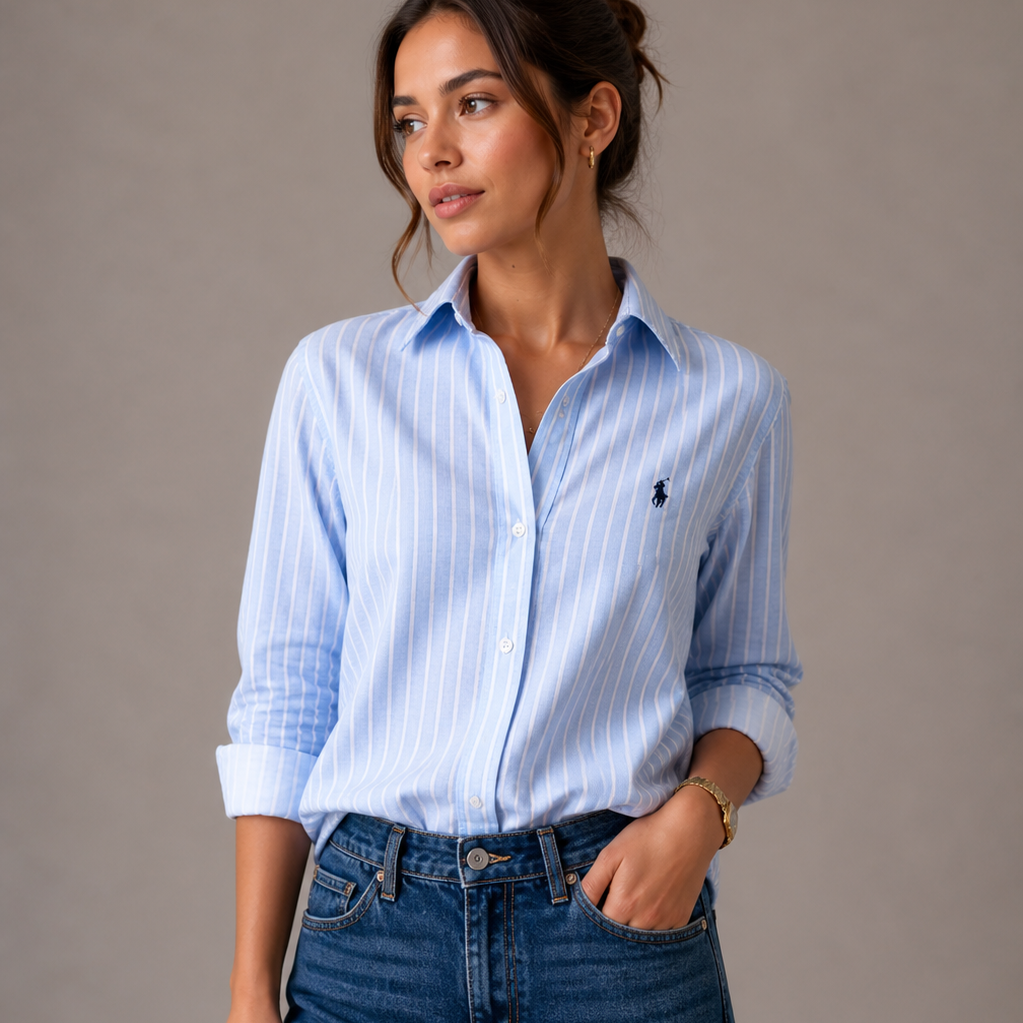 Women Striped Linen Shirt - RŁ