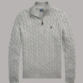Quarter Zip Cable Knit Grey
