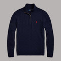 Quarter Zip Cable Knit Navy RL - Limited Quantity