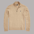 Cable Knit Quarter Zip Beige - RL BEST SELLING